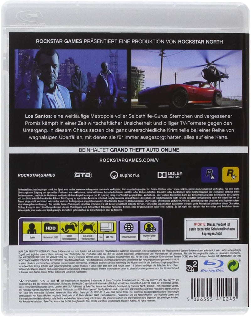 GTA V - GRAND THEFT AUTO 5 - Playstation 3 Edizione Tedesca ( Multilingua - Italiano Incluso) (4825606160438)