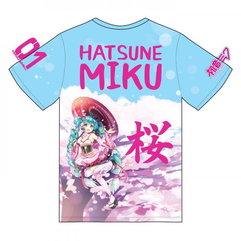 T-Shirt Hatsune Miku con stamapa All Over: Hanami (UNISEX) (6867376209974)