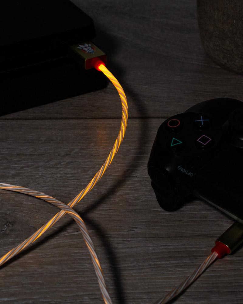 OFFICIAL CRASH BANDICOOT LED MICRO USB CABLE & THUMB GRIPS (PS4 & XBOX ONE) (4707197354038)
