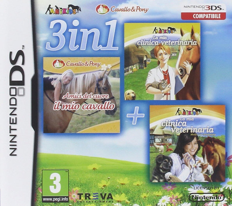 3 IN 1  Amici del cuore: il mio cavallo.  La mia clinica veterinaria.  La mia clinica veterinaria: medici in campagna. NINTENDO DS (9686115352912)