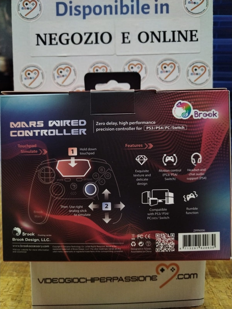 Controller -PS3-PS4-PC- switch - cablato -Brook- Mars (usato garantito) (10162541003088)