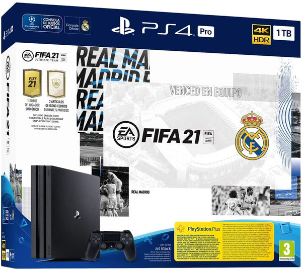 PlayStation 4 Pro (PS4) - Consola de 1 TB + FIFA 21 Real Madrid Edition (4911913828406)