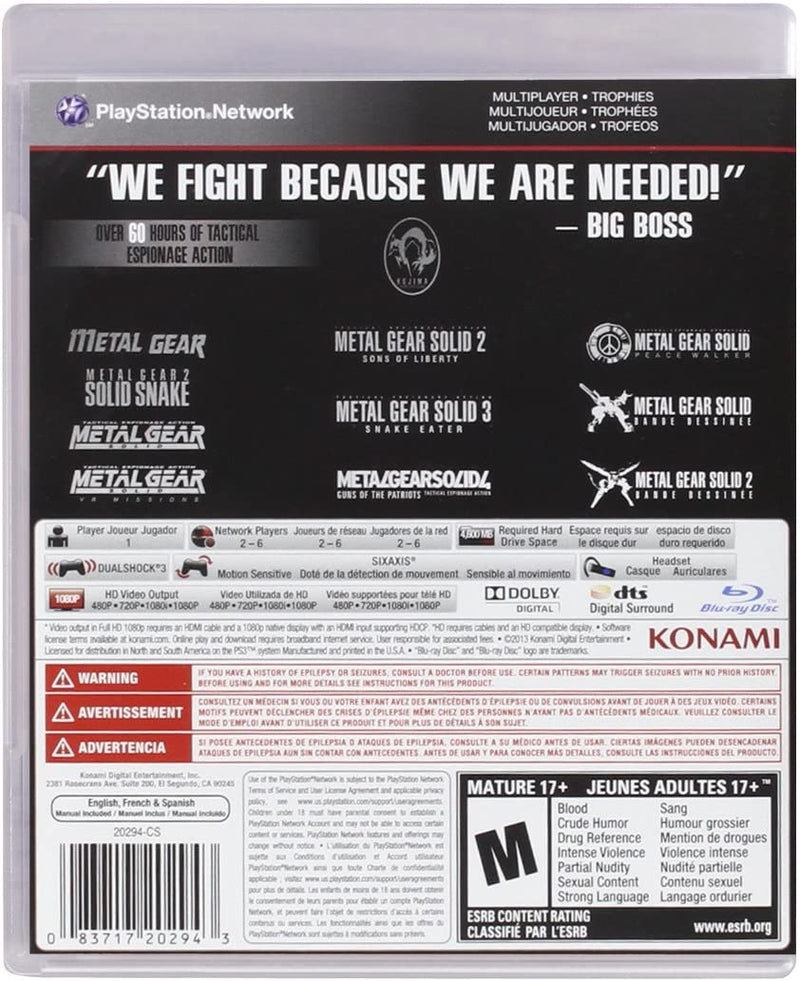 Metal Gear Solid The Legacy Collection Playstation 3 Edizione Americana( No ArtBook) (4743069827126)