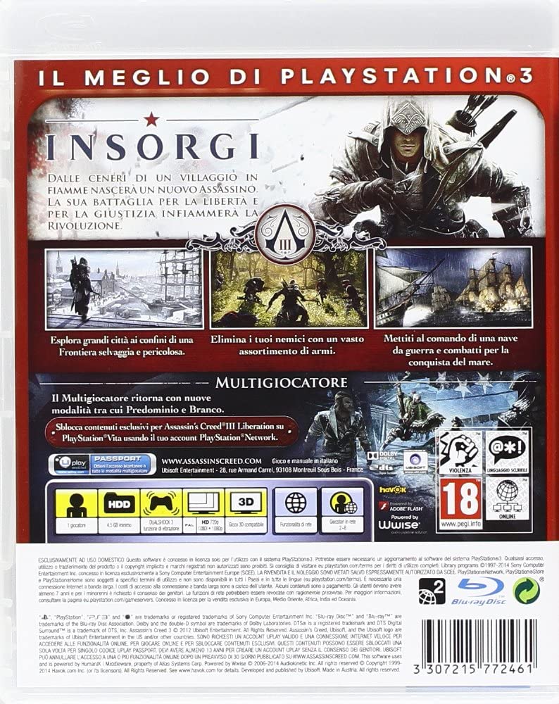 ASSASSIN'S CREED III PS3 (versione italiana) ESSENTIALS (4634098303030)