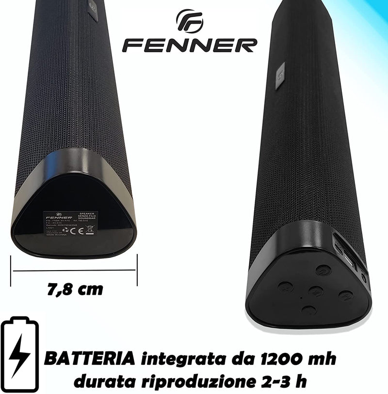 FENNER Cassa Bluetooth portatile 10W durata batteria 2/3h MicroSD AUX RADIO FM USB Speaker Bluetooth 5.0 (6822537691190)