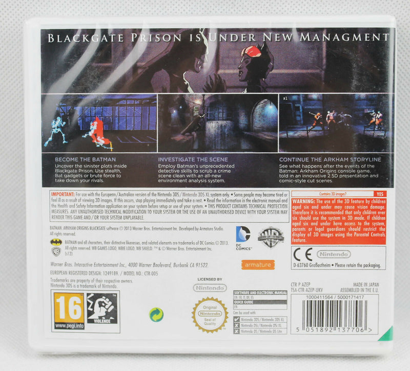 BATMAN ARKHAM ORIGINS BLACKGATE NINTENDO 3DS EDIZIONE INGLESE (4559626010678)