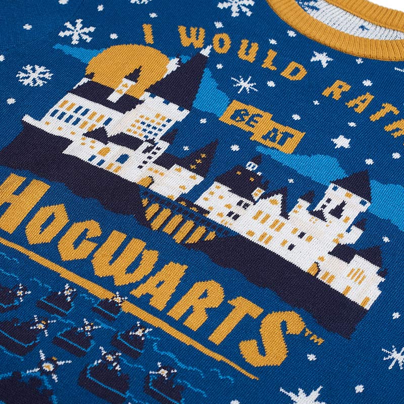 Harry Potter ‘I Would Rather Be At Hogwarts’ Maglione Ufficiale Natalizio -  Ugly Sweater (8001125810478)
