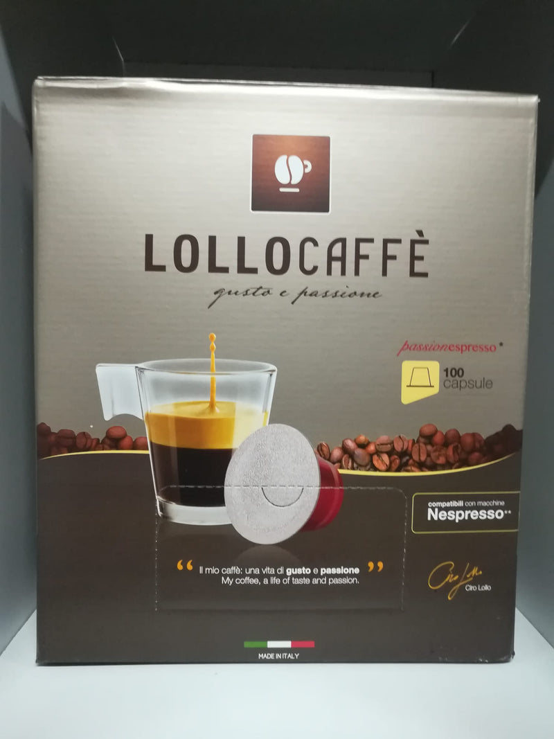 LOLLO CAFFE' -100 CAPSULE COMPATIBILI CON MACCHINE NESPRESSO(intensita' 8/10) (6542176649270)