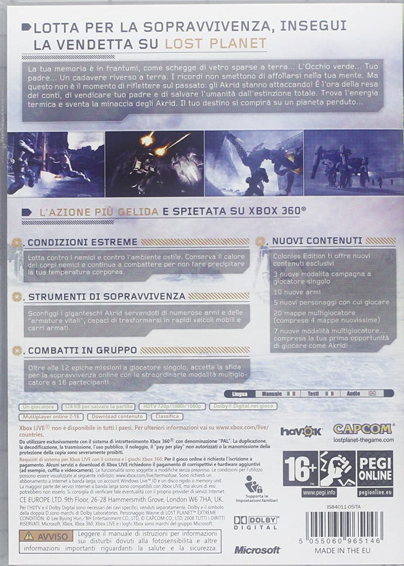 LOST PLANET EXTREME CONDITION CLASSICS XBOX 360 EDIZIONE ITALIANA (4575043387446)
