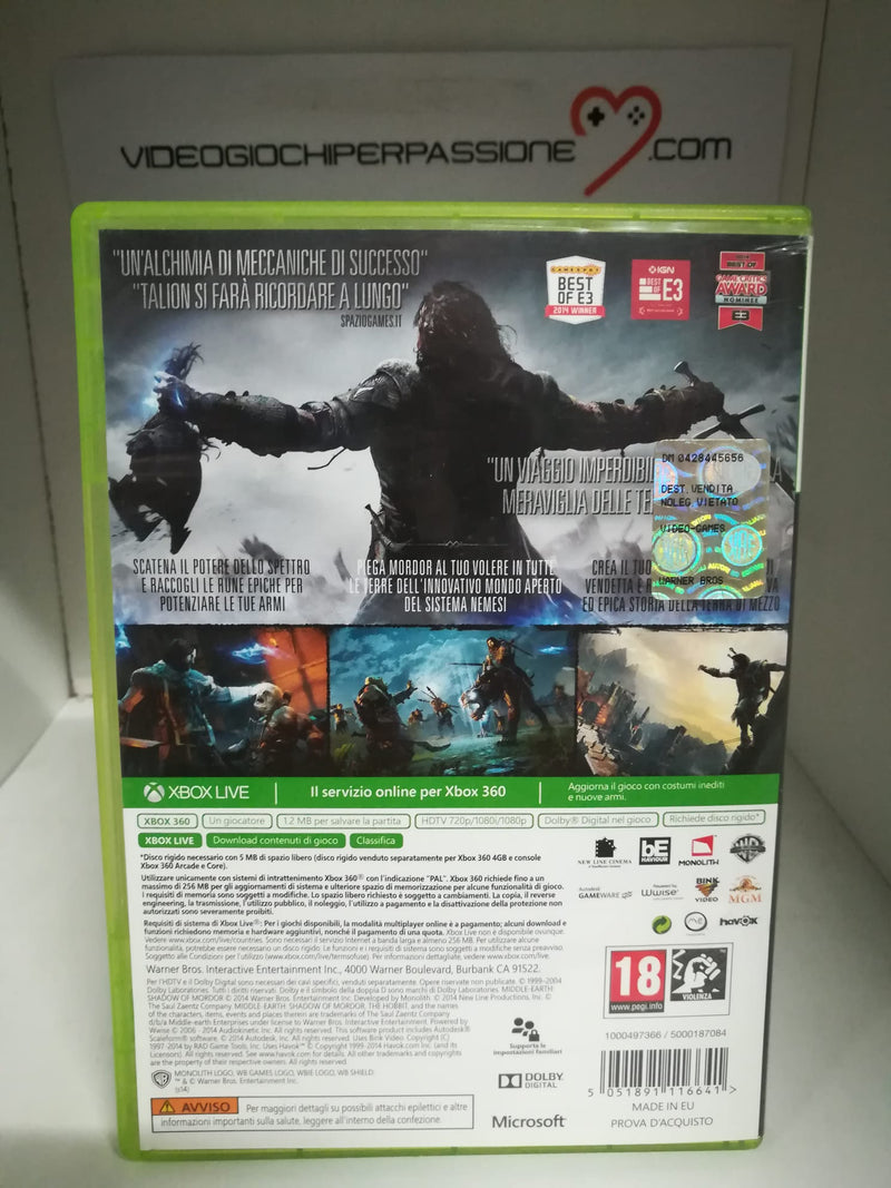 LA TERRA DI MEZZO L'OMBRA DI MORDOR XBOX 360 (usato)(versione italiana) (6738157928502)