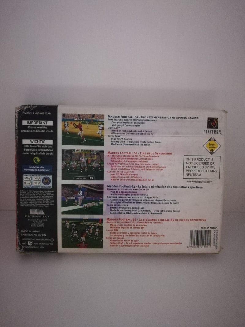 MADDEN FOOTBALL64 NINTENDO 64 (versione europea) (4673539571766)