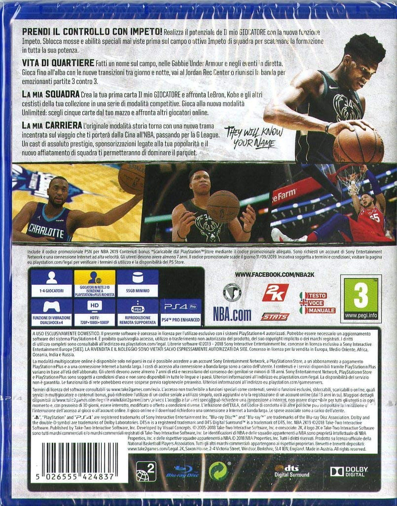 NBA 2K 19 PS4 (usato garantito)(versione italiana) (4709561139254)