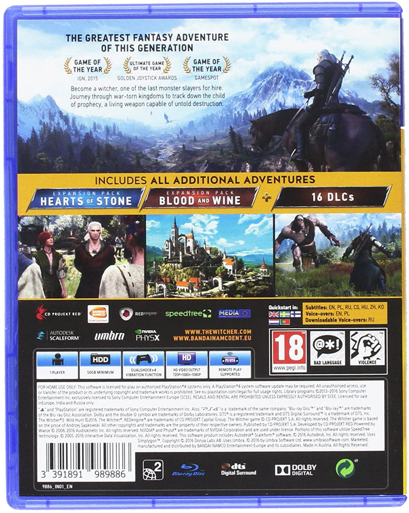 THE WITCHER 3: WILD HUNT GAME OF THE YEAR EDITION PS3 (versione inglese) (4643915989046)