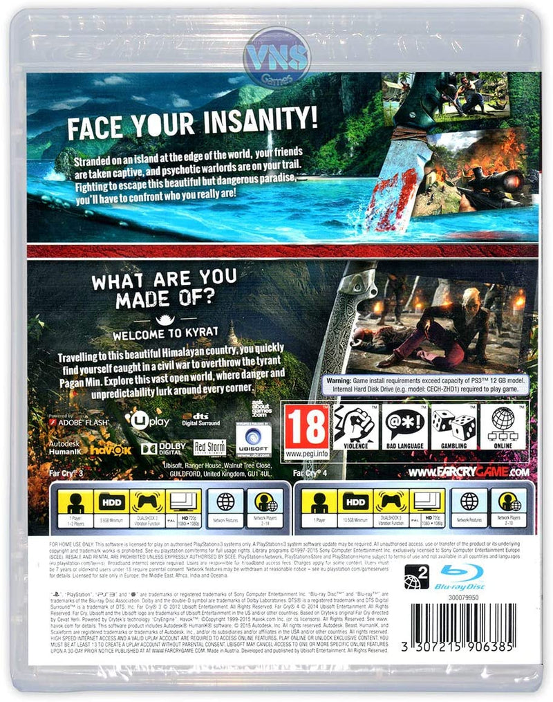 FAR CRY 3 + FAR CRY 4 DOUBLE PACK PS3 (4848041721910)