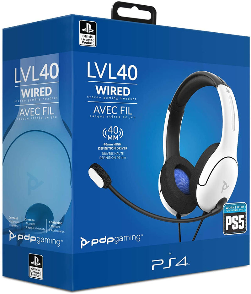 PDP Cuffie Stereo LVL40 per Playstation 4 & 5, Bianco (6632044265526)