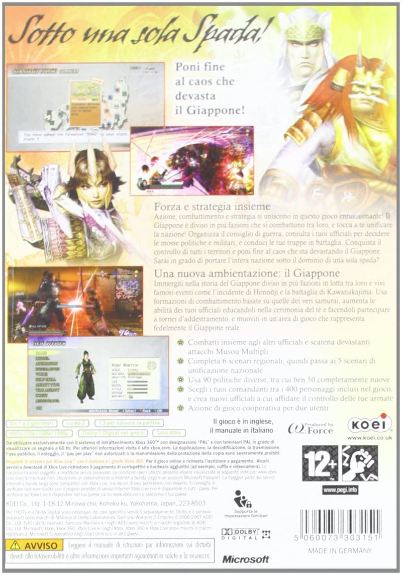 SAMURAI WARRIORS 2 EMPIRES XBOX 360 EDIZIONE ITALIANA (4576417120310)