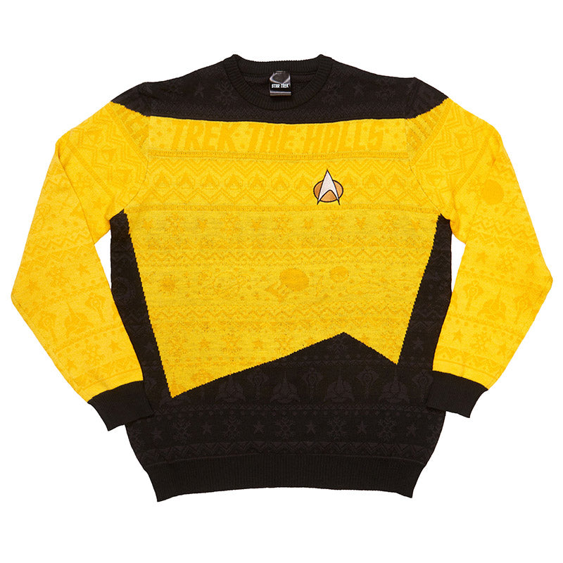 Maglione ufficiale di Star Trek 'Trek The Halls' giallo -  Ugly Sweater (8001043562798)