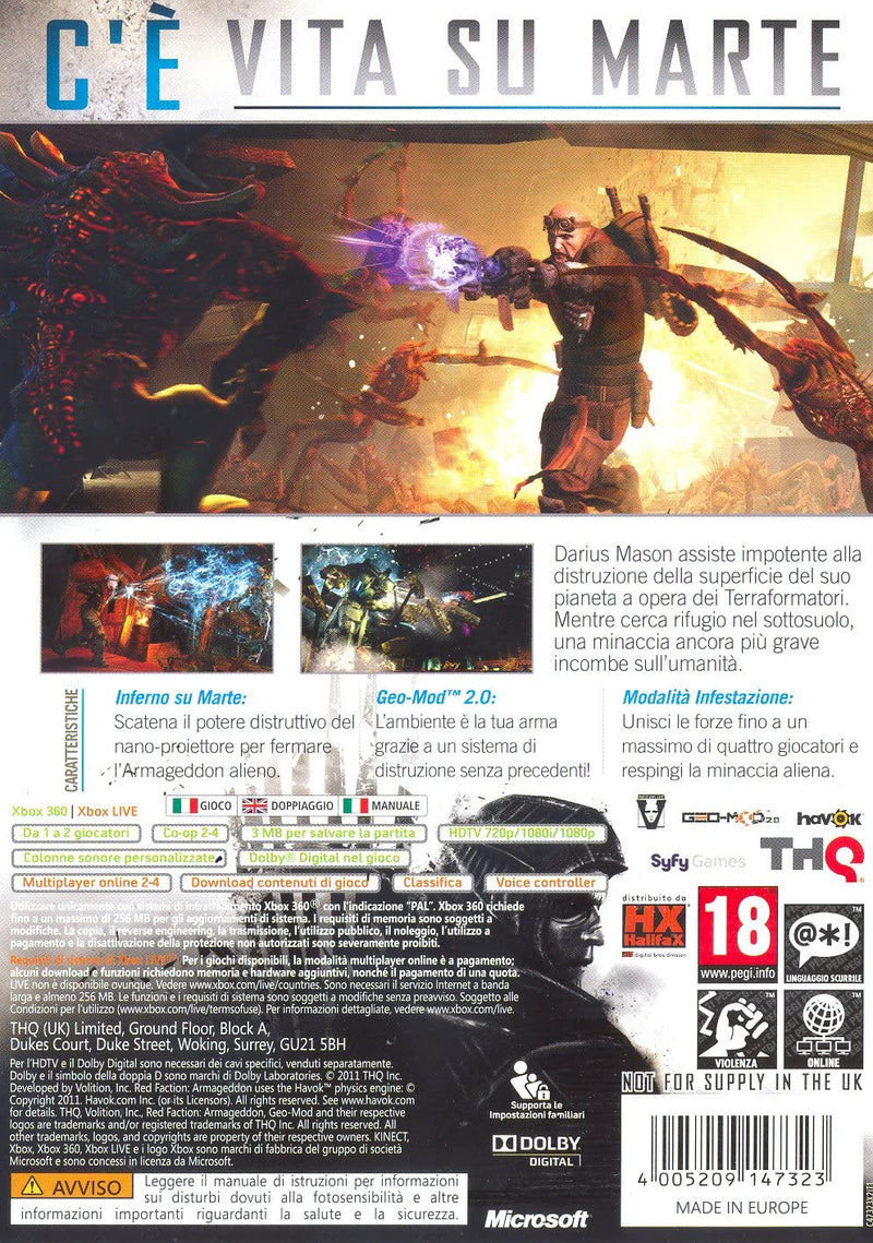 RED FACTION ARMAGEDDON XBOX 360 EDIZIONE ITALIANA (4574336254006)