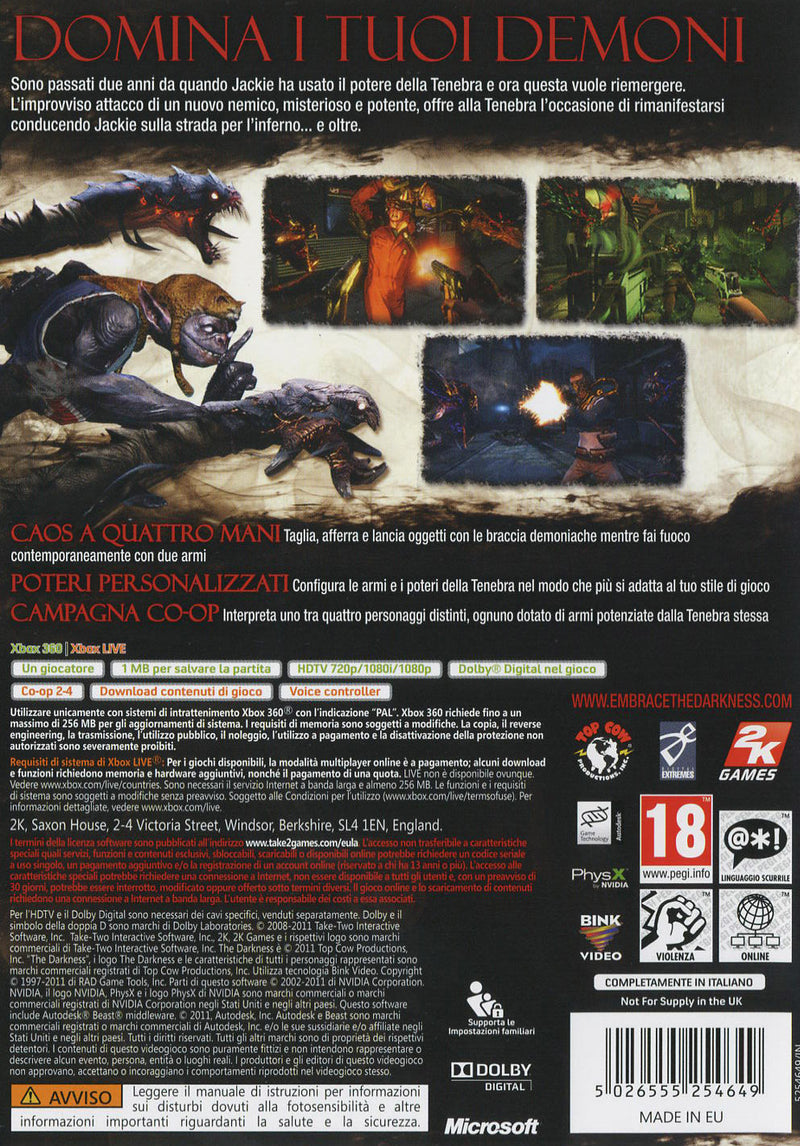 The Darkness II Xbox 360 Edizione Italiana (4846174339126)