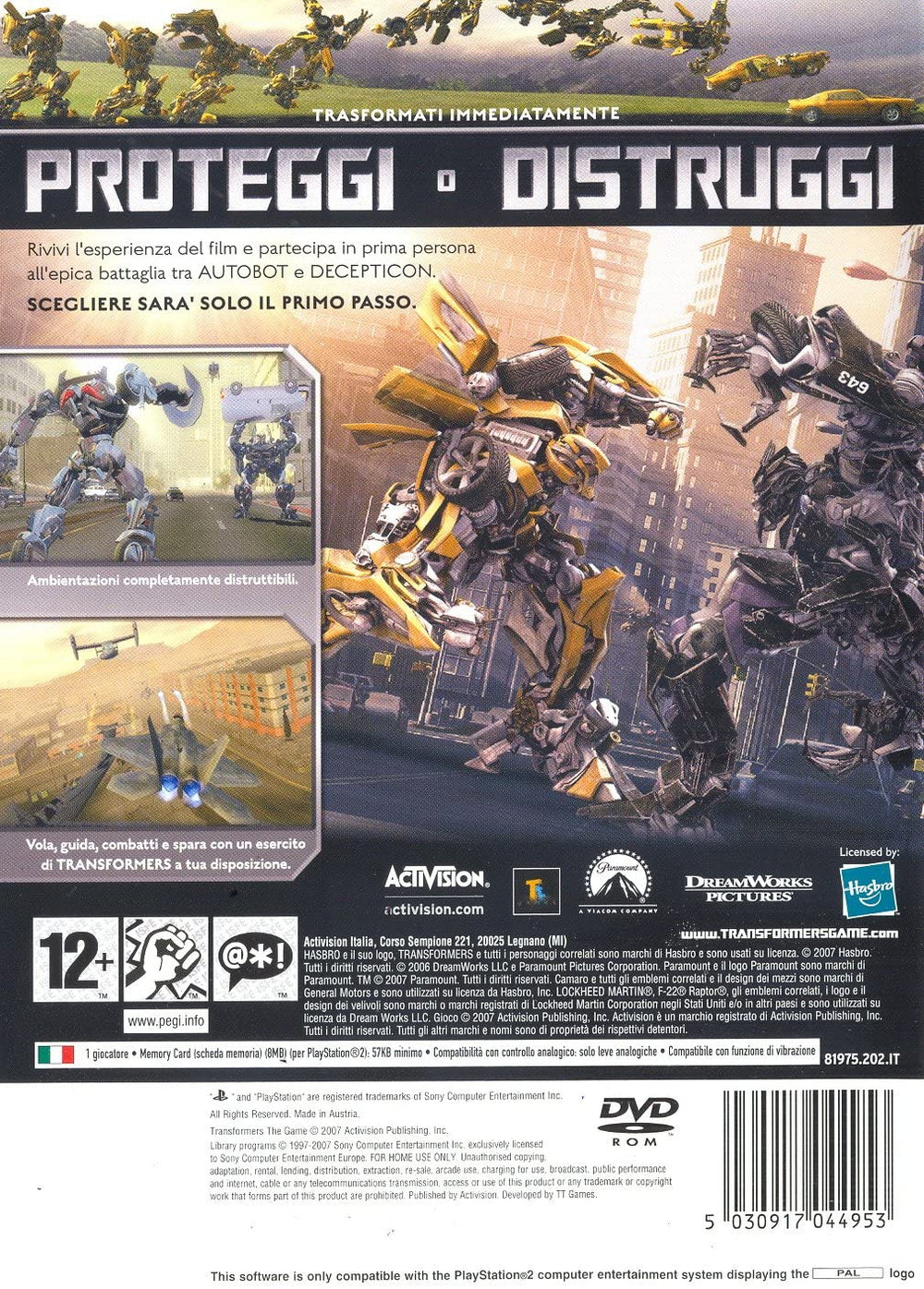Jeu PS2 Transformers Director's Cut - Version Italienne PAL - Complet - Bon état
